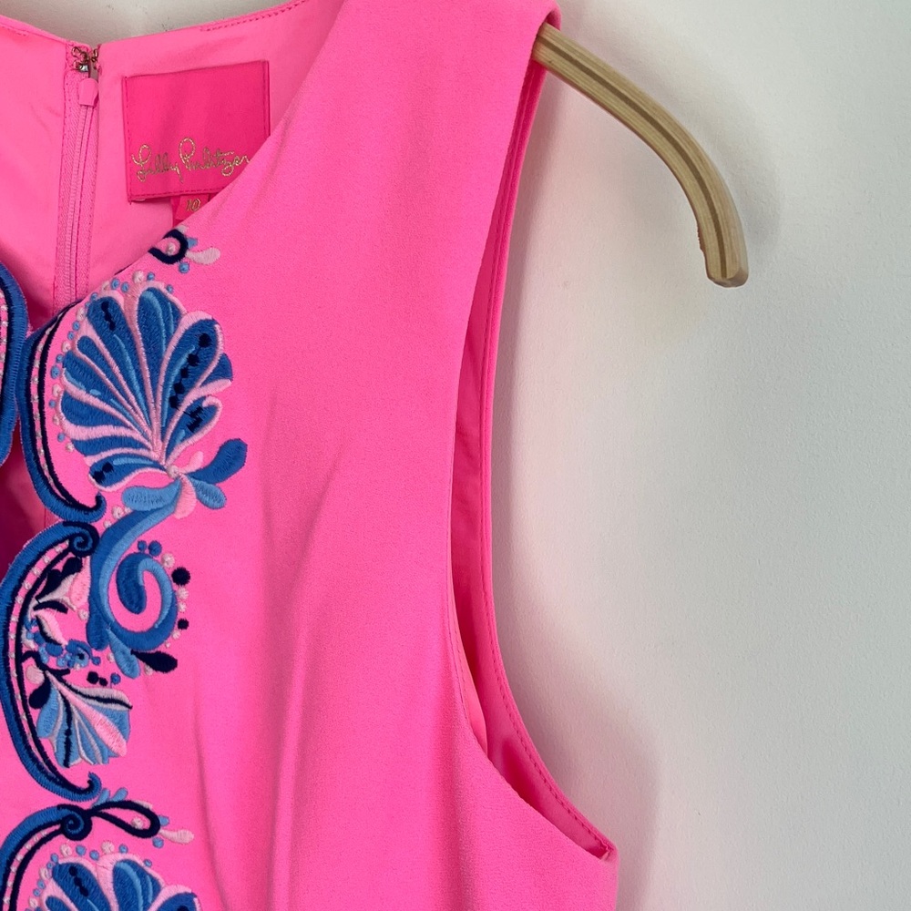 LILLY PULITZER Donna Romper Havana Pink Scalloped Shell Embroidery Size 10 NWT - Picture 4 of 13